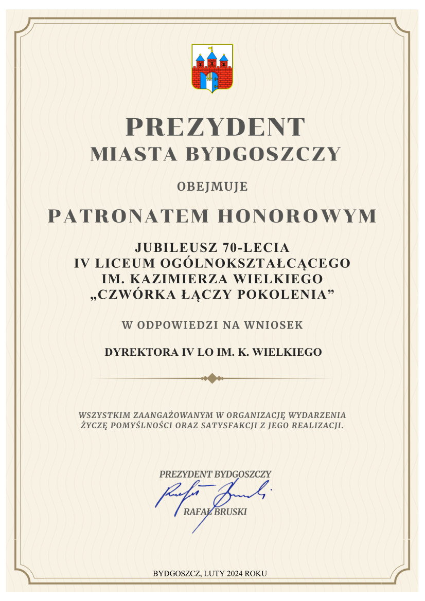 Patronat Prezydenta Miasta Bydgoszczy 